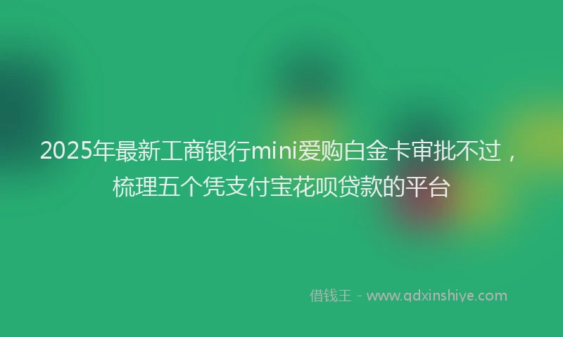 2025年最新工商银行mini爱购白金卡审批不过，梳理五个凭支付宝花呗贷款的平台