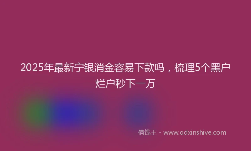 2025年最新宁银消金容易下款吗，梳理5个黑户烂户秒下一万