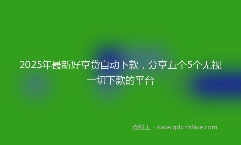 2025年最新好享贷自动下款，分享五个5个无视一切下款的平台
