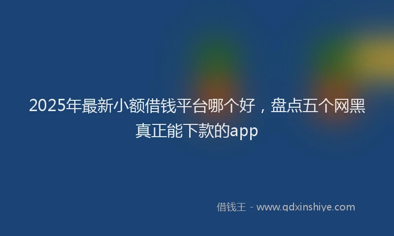 2025年最新小额借钱平台哪个好，盘点五个网黑真正能下款的app