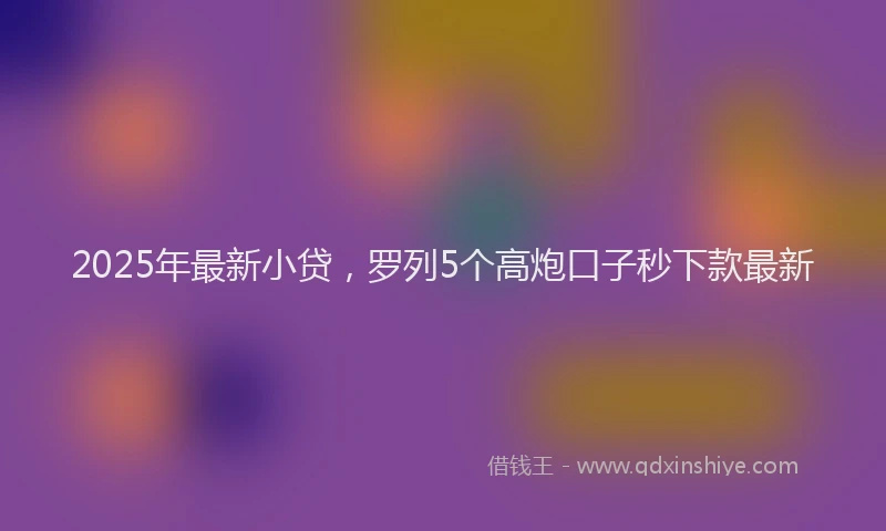 2025年最新小贷，罗列5个高炮口子秒下款最新