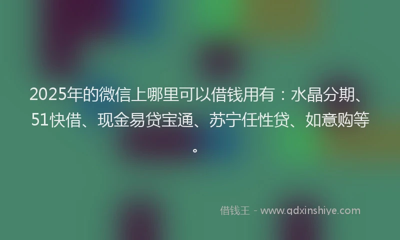 2025年的微信上哪里可以借钱用有：水晶分期、51快借、现金易贷宝通、苏宁任性贷、如意购等。