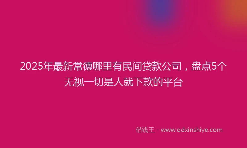 2025年最新常德哪里有民间贷款公司，盘点5个无视一切是人就下款的平台