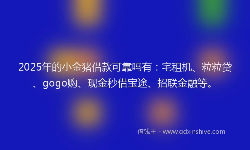 2025年的小金猪借款可靠吗有：宅租机、粒粒贷、gogo购、现金秒借宝途、招联金融等。