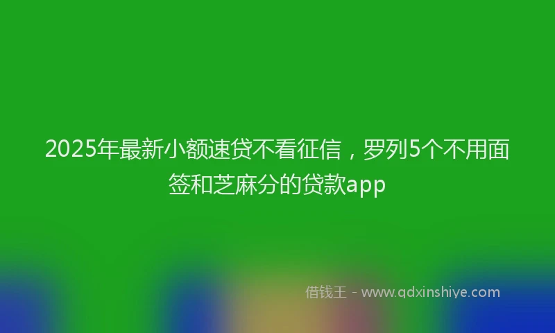 2025年最新小额速贷不看征信，罗列5个不用面签和芝麻分的贷款app