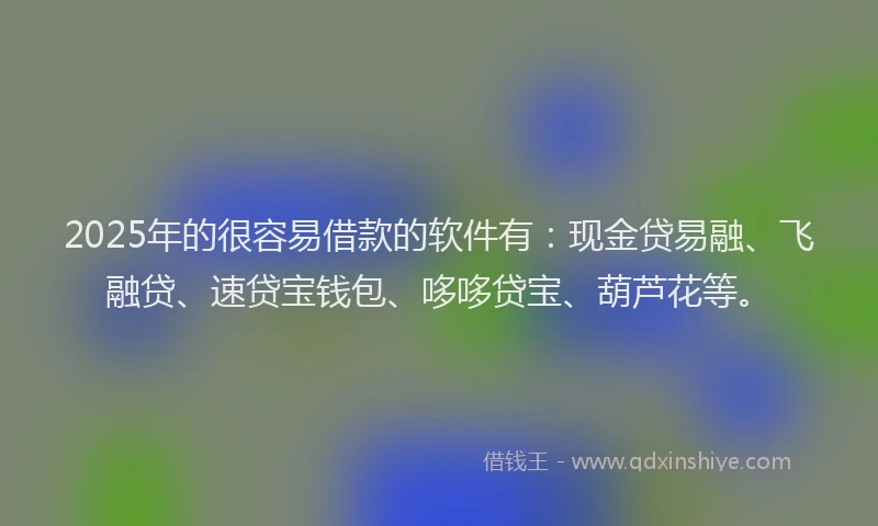 2025年的很容易借款的软件有：现金贷易融、飞融贷、速贷宝钱包、哆哆贷宝、葫芦花等。
