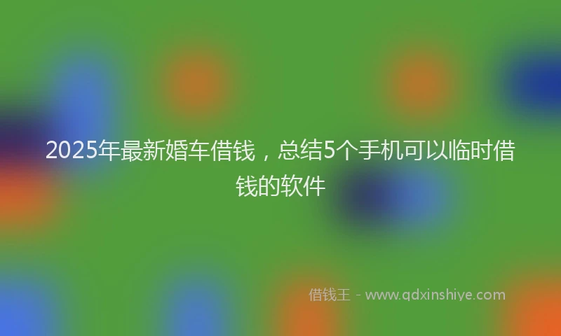 2025年最新婚车借钱，总结5个手机可以临时借钱的软件