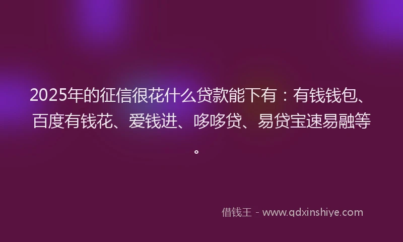 2025年的征信很花什么贷款能下有：有钱钱包、百度有钱花、爱钱进、哆哆贷、易贷宝速易融等。
