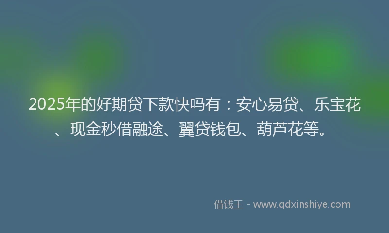 2025年的好期贷下款快吗有：安心易贷、乐宝花、现金秒借融途、翼贷钱包、葫芦花等。