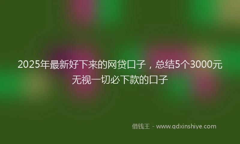 2025年最新好下来的网贷口子，总结5个3000元无视一切必下款的口子
