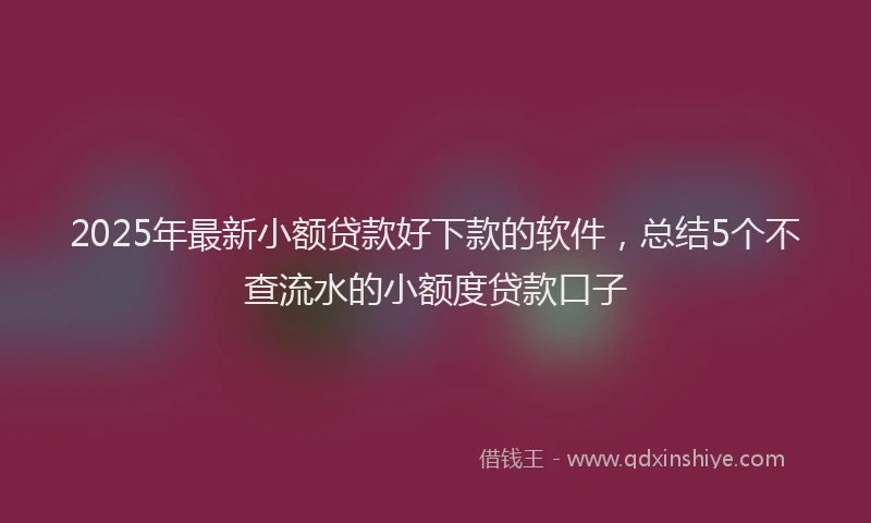 2025年最新小额贷款好下款的软件，总结5个不查流水的小额度贷款口子