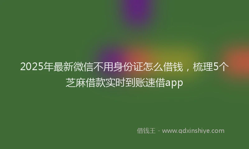 2025年最新微信不用身份证怎么借钱，梳理5个芝麻借款实时到账速借app