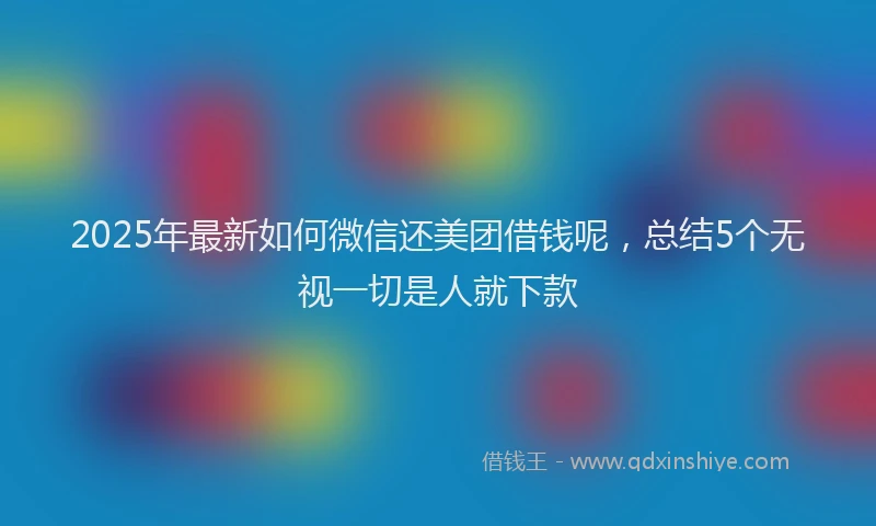 2025年最新如何微信还美团借钱呢，总结5个无视一切是人就下款