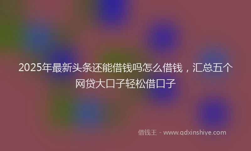 2025年最新头条还能借钱吗怎么借钱，汇总五个网贷大口子轻松借口子