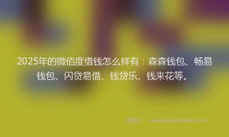 2025年的微佰度借钱怎么样有：森森钱包、畅易钱包、闪贷易借、钱贷乐、钱来花等。