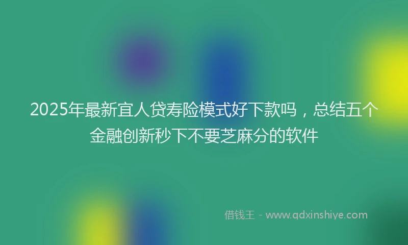 2025年最新宜人贷寿险模式好下款吗，总结五个金融创新秒下不要芝麻分的软件