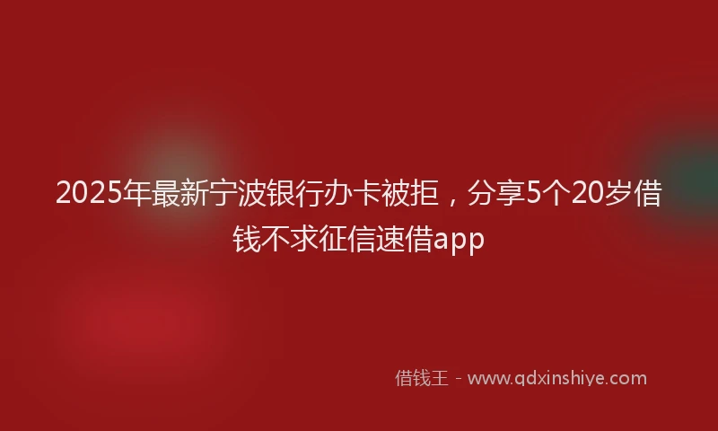 2025年最新宁波银行办卡被拒，分享5个20岁借钱不求征信速借app