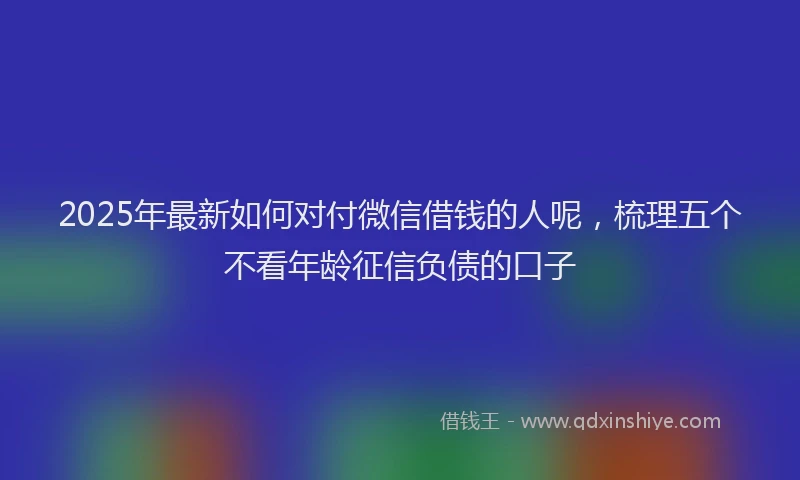2025年最新如何对付微信借钱的人呢，梳理五个不看年龄征信负债的口子