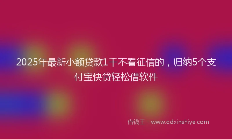 2025年最新小额贷款1千不看征信的，归纳5个支付宝快贷轻松借软件