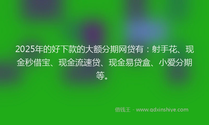 2025年的好下款的大额分期网贷有：射手花、现金秒借宝、现金流速贷、现金易贷盒、小爱分期等。