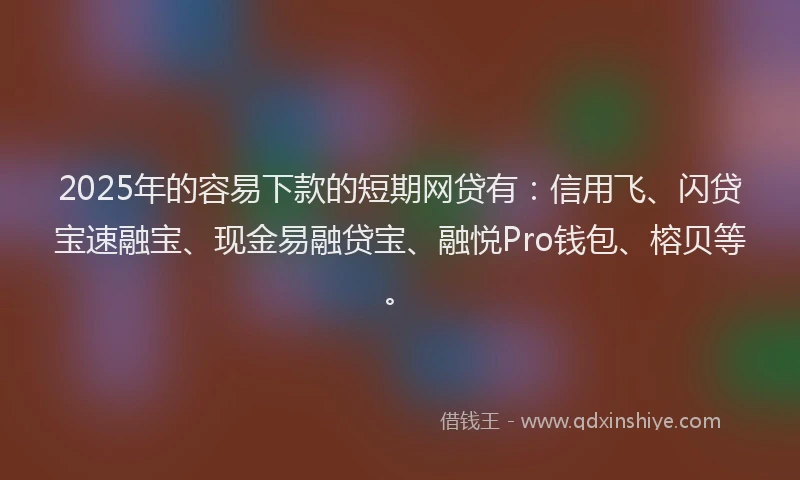 2025年的容易下款的短期网贷有：信用飞、闪贷宝速融宝、现金易融贷宝、融悦Pro钱包、榕贝等。