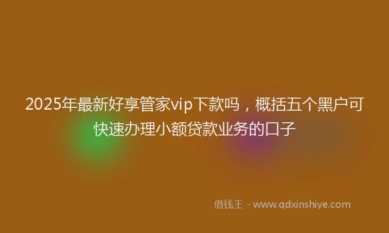 2025年最新好享管家vip下款吗，概括五个黑户可快速办理小额贷款业务的口子