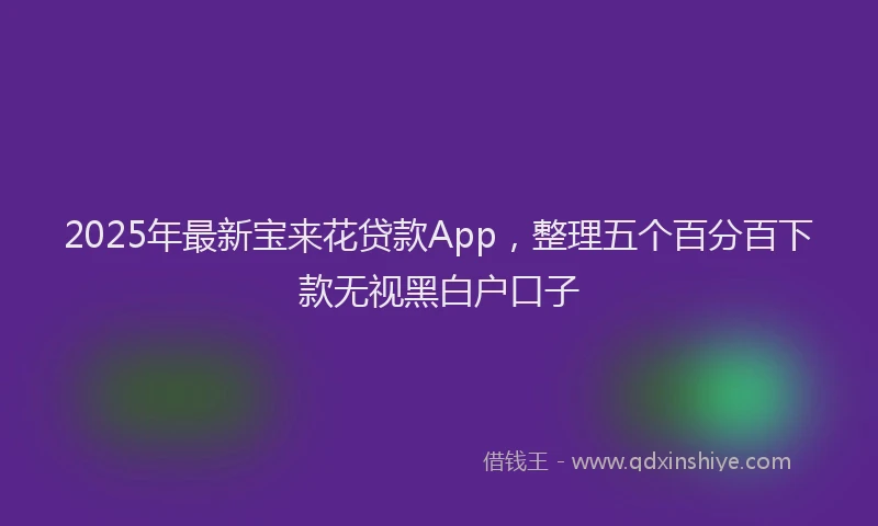 2025年最新宝来花贷款App，整理五个百分百下款无视黑白户口子