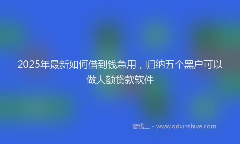 2025年最新如何借到钱急用，归纳五个黑户可以做大额贷款软件
