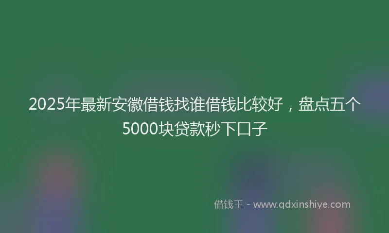 2025年最新安徽借钱找谁借钱比较好，盘点五个5000块贷款秒下口子