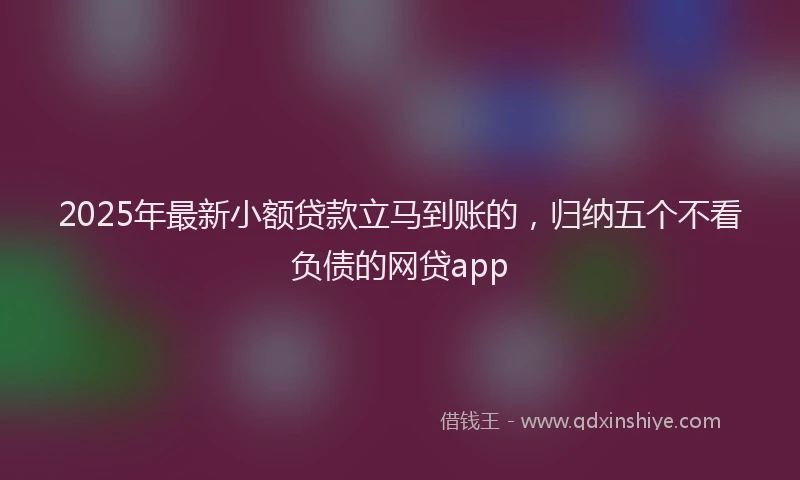 2025年最新小额贷款立马到账的，归纳五个不看负债的网贷app
