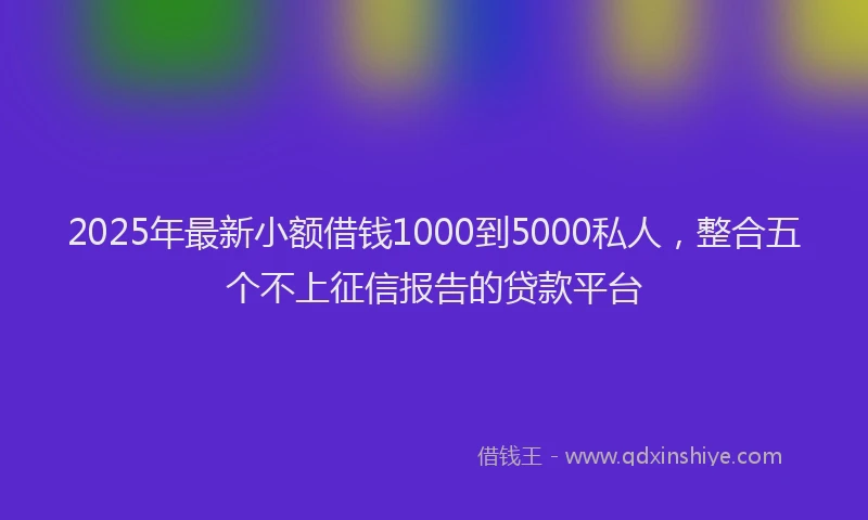 2025年最新小额借钱1000到5000私人，整合五个不上征信报告的贷款平台