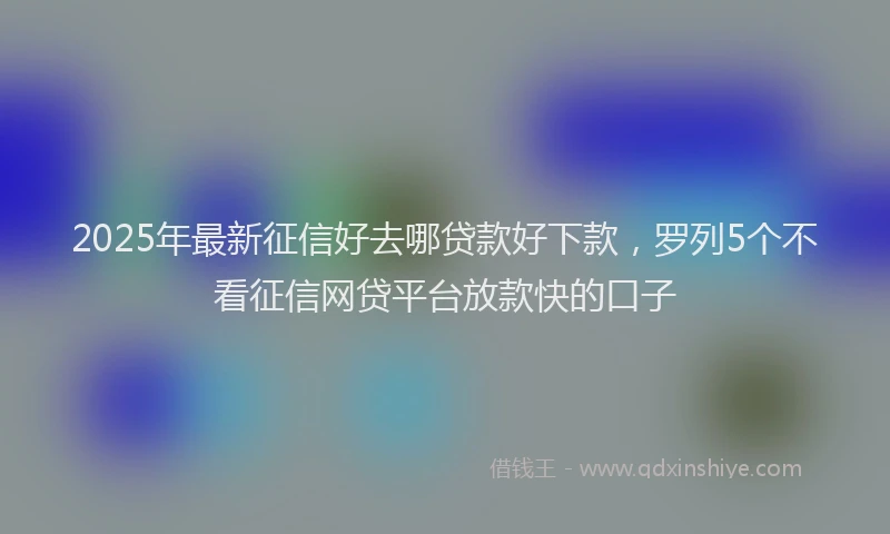 2025年最新征信好去哪贷款好下款，罗列5个不看征信网贷平台放款快的口子