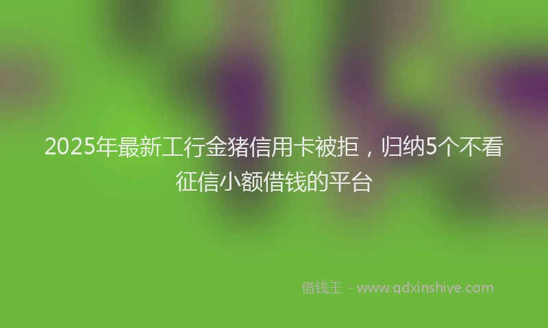 2025年最新工行金猪信用卡被拒，归纳5个不看征信小额借钱的平台