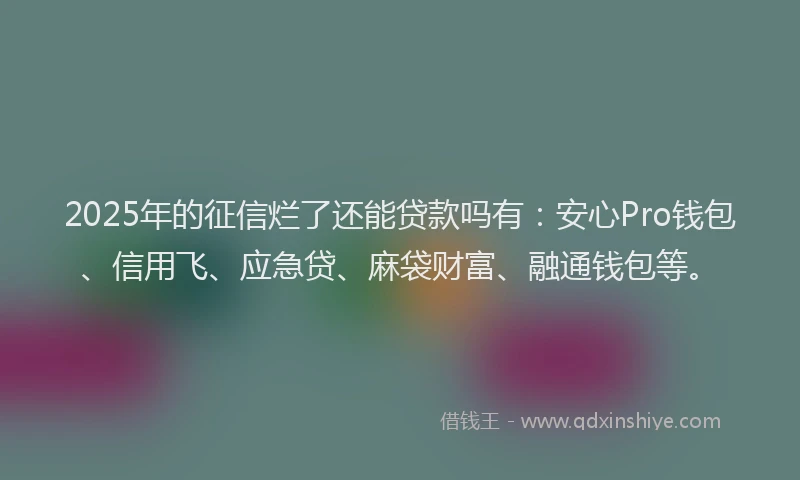 2025年的征信烂了还能贷款吗有：安心Pro钱包、信用飞、应急贷、麻袋财富、融通钱包等。