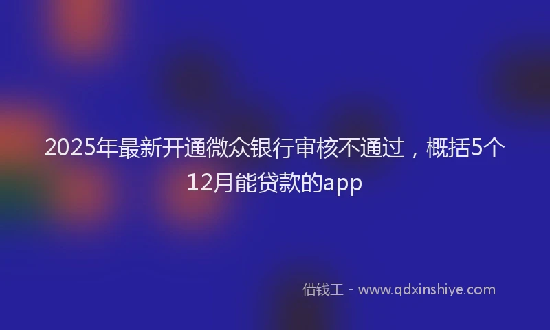 2025年最新开通微众银行审核不通过，概括5个12月能贷款的app