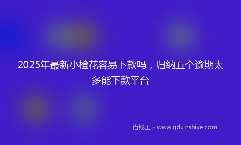 2025年最新小橙花容易下款吗，归纳五个逾期太多能下款平台