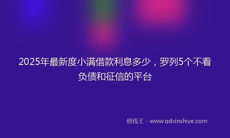 2025年最新度小满借款利息多少，罗列5个不看负债和征信的平台