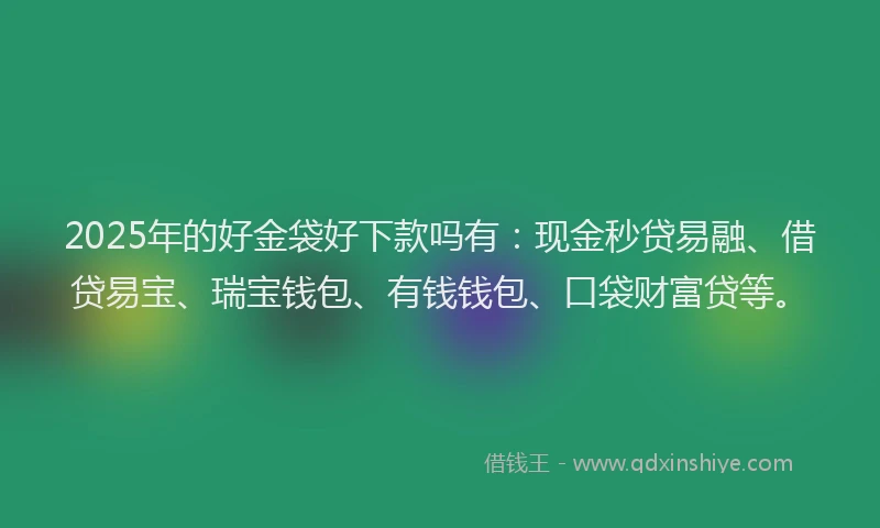 2025年的好金袋好下款吗有：现金秒贷易融、借贷易宝、瑞宝钱包、有钱钱包、口袋财富贷等。
