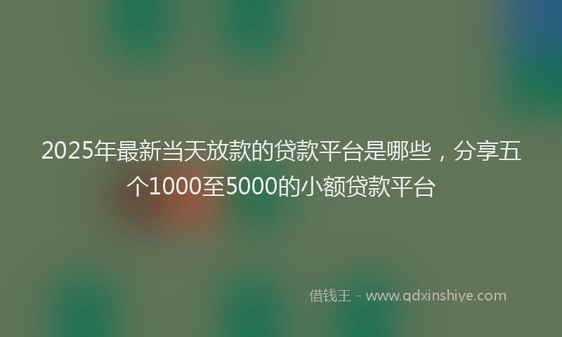 2025年最新当天放款的贷款平台是哪些，分享五个1000至5000的小额贷款平台