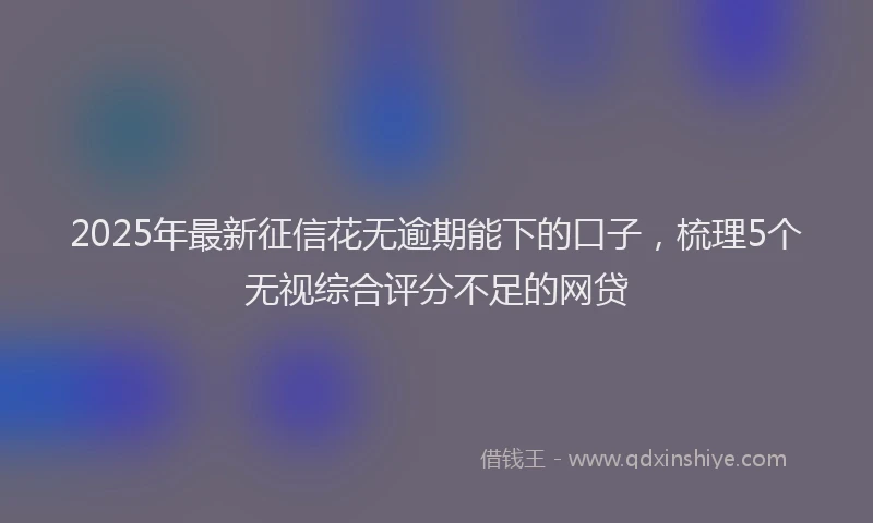 2025年最新征信花无逾期能下的口子，梳理5个无视综合评分不足的网贷