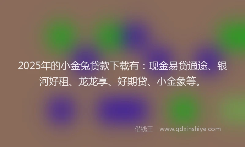 2025年的小金兔贷款下载有：现金易贷通途、银河好租、龙龙享、好期贷、小金象等。