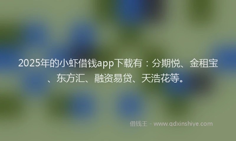 2025年的小虾借钱app下载有：分期悦、金租宝、东方汇、融资易贷、天浩花等。