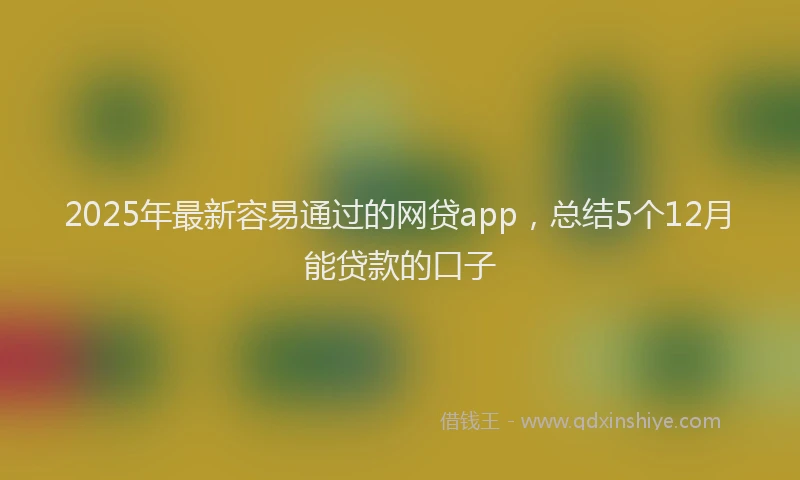 2025年最新容易通过的网贷app，总结5个12月能贷款的口子