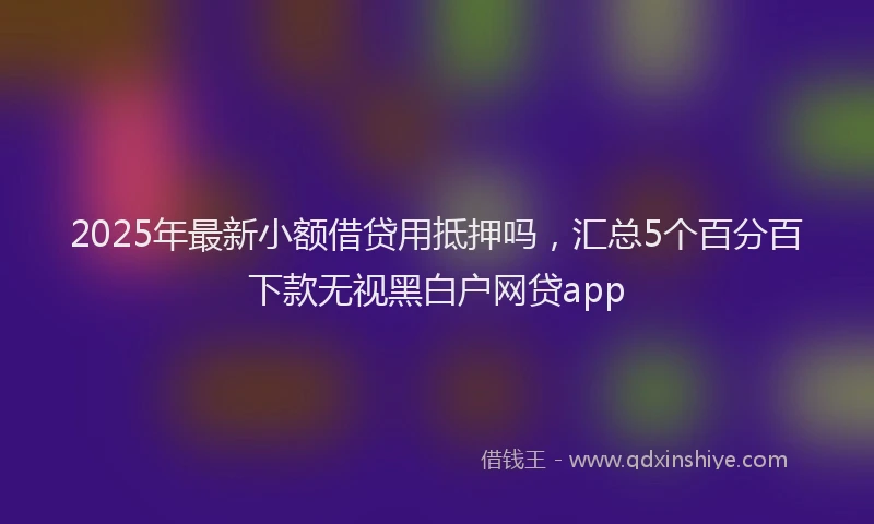 2025年最新小额借贷用抵押吗，汇总5个百分百下款无视黑白户网贷app