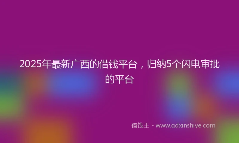 2025年最新广西的借钱平台，归纳5个闪电审批的平台
