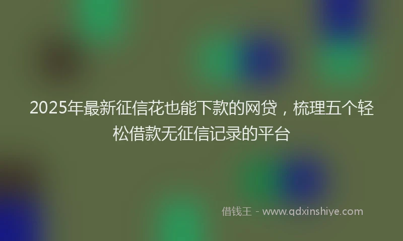 2025年最新征信花也能下款的网贷，梳理五个轻松借款无征信记录的平台