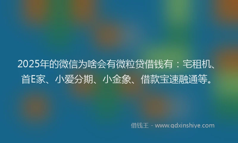 2025年的微信为啥会有微粒贷借钱有：宅租机、首E家、小爱分期、小金象、借款宝速融通等。