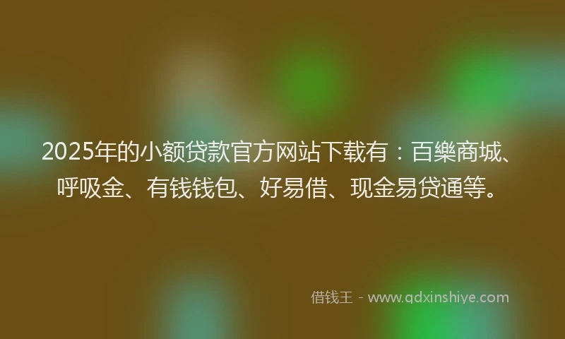2025年的小额贷款官方网站下载有：百樂商城、呼吸金、有钱钱包、好易借、现金易贷通等。