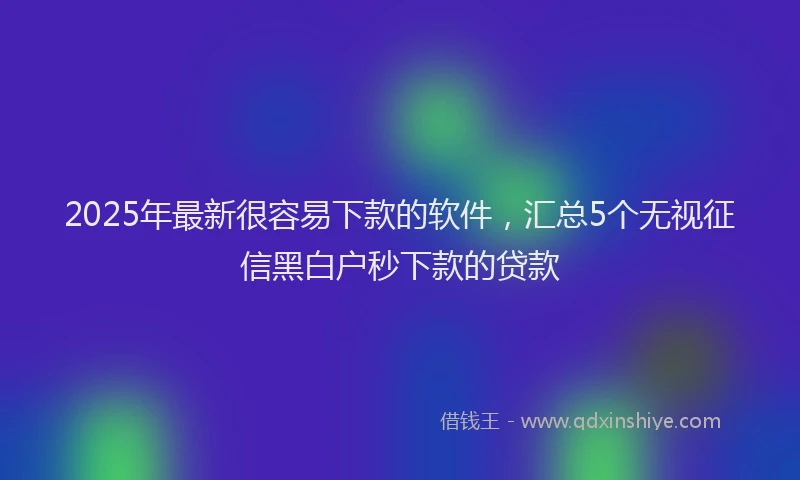 2025年最新很容易下款的软件，汇总5个无视征信黑白户秒下款的贷款