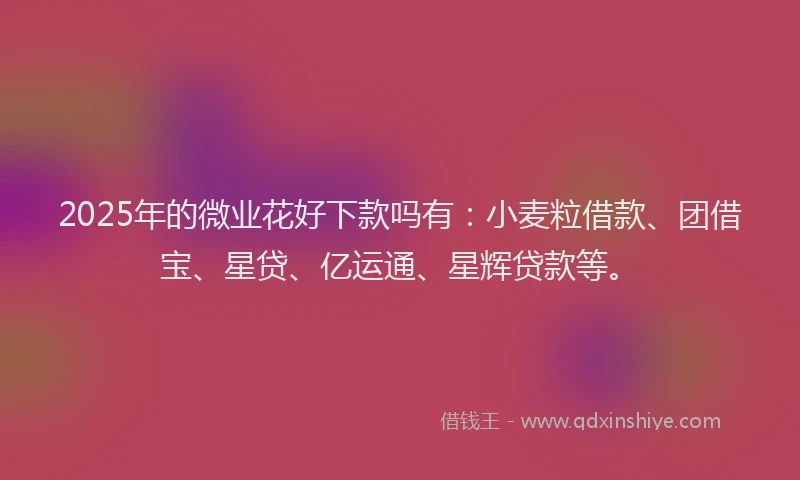2025年的微业花好下款吗有：小麦粒借款、团借宝、星贷、亿运通、星辉贷款等。